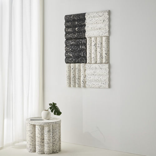 Dekorplatte für Wand - NUVOL  - punt mobles - aus recyceltem Teakholz / weiß / schwarz