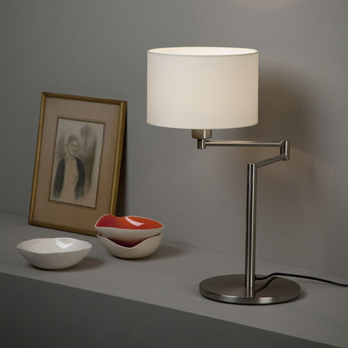 Tischlampe - HANSEN  - METALARTE - poliertes Messing / Stoff / Karton