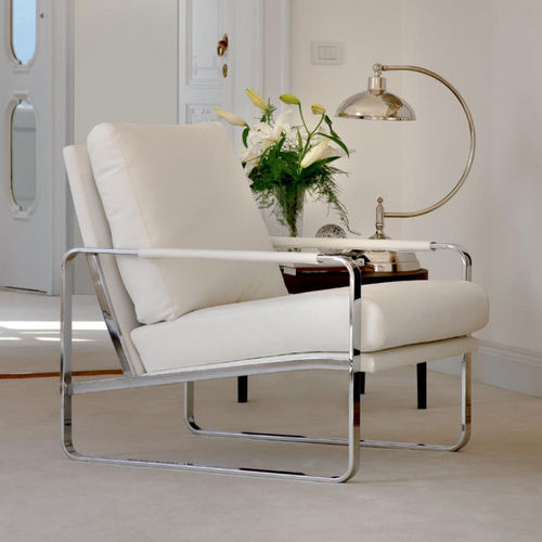 Moderner Sessel - CLARISSA - BONTEMPI CASA - Leder / Stoff / lackiertes Metall