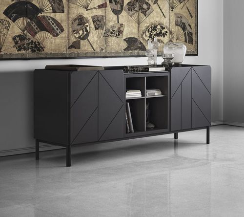 Modernes Sideboard - PICA - BONTEMPI CASA - Holz / lackiertes Metall / schwarz