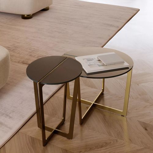 Moderner Couchtisch - CROSS MINI - BONTEMPI CASA - lackiertes Metall / Glas / Marmor