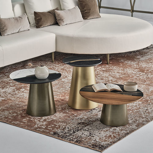 Moderner Couchtisch - YANG - BONTEMPI CASA - lackiertes Metall / Holzfurnier / Kunststein