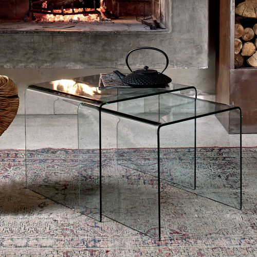 Moderner Couchtisch - IGLOO - BONTEMPI CASA - Kristall / gewölbtes Glas / Gestell aus Kristall