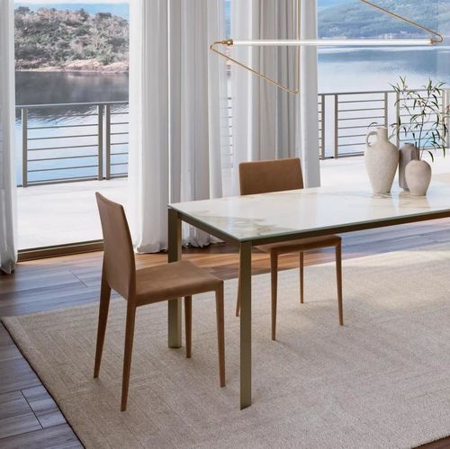 Esszimmerstuhl / minimalistisches Design - MARGHARET - BONTEMPI CASA - für den Innenraum / Stahl / Leder