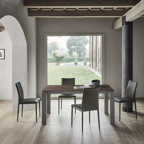 Moderner Esstisch - TOM - BONTEMPI CASA - Metall / lackiertes Metall / Holzfurnier