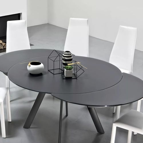 Moderner Tisch - GIRO - BONTEMPI CASA - Glas / rund / ausziehbar