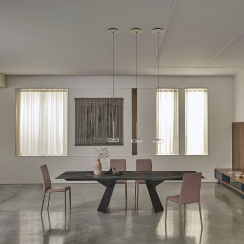 Moderner Tisch - FIANDRE - BONTEMPI CASA - Massivholz / lackiertes Holz / Glas