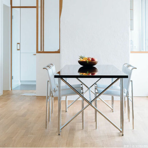Moderner Esstisch - DOUBLE X - CLASSICON - lackiertes MDF / Kristall / Gestell aus verchromtem Stahl