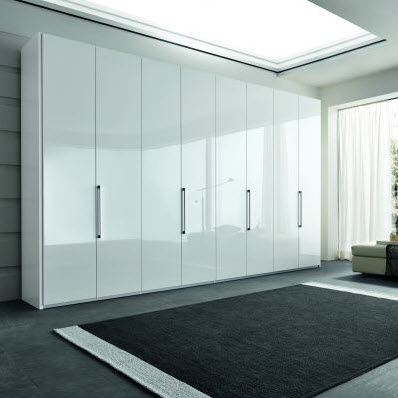 Moderner Kleiderschrank - SLIM - VITTORIA - Holz / hochglanzlackiertes Holz / mit Schwingtür