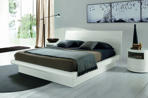 Doppelbett - WAY - VITTORIA - modern / Holz / lackiertes Holz