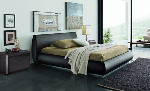 Doppelbett - LUX - VITTORIA - modern / Bettkasten / Leder
