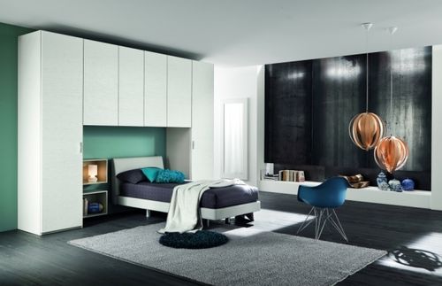 Moderner Kleiderschrank - VITTORIA - Holz / mit Schwingtür / mit Bettbrücke