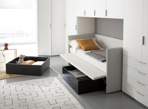 Moderner Kleiderschrank - FLOPPY  - VITTORIA - Holz / mit Schwingtür / mit Bettbrücke