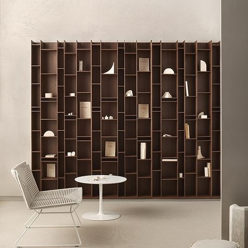 Modul-Bücherregal - RANDOM  - MDF Italia - modern / Nussbaum / mattlackiertes Holz
