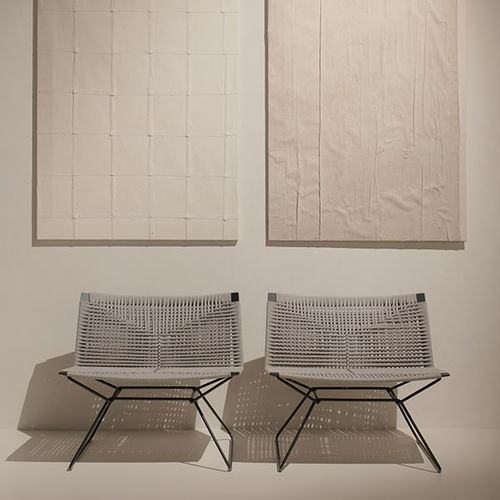 Moderner Sessel - NEIL TWIST  - MDF Italia - Kordel / aus lackiertem Stahl / grau