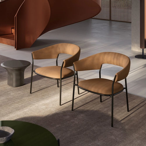 Moderner Sessel - ARCHIE - MDF Italia - Leder / Stoff / pulverbeschichteter Stahl