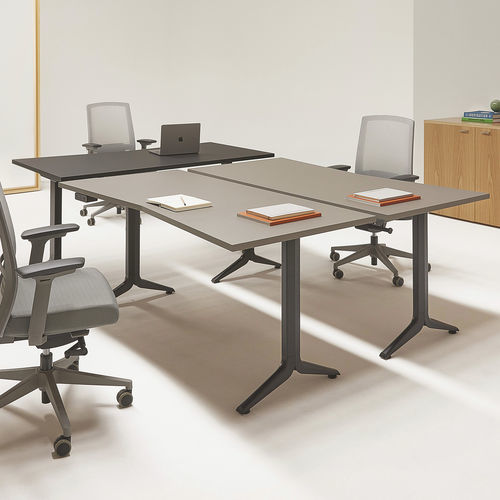 Bodenstehender Schreibtisch - GATEWAY™ EDGE - Nienkamper - für 2 Personen / modern / poliertes Aluminium