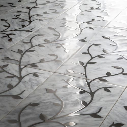Marmorfliesen - AGRA VINE BIANCO CARRARA - ARTISTIC TILE - poliert / Relief / für den Innenraum