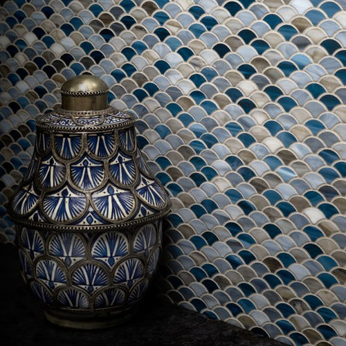 Glasmosaikfliese - SCALES - ARTISTIC TILE - texturiert / für den Innenraum / Wand