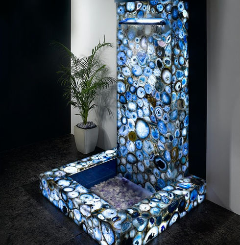 Halbedelstein-Fliesen - GEMSTONE BLUE AGATE - ARTISTIC TILE - poliert / für Badezimmer / Wand