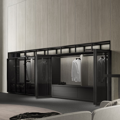 Moderner Kleiderschrank - LUXURY STONES ARGENTUM LEACH GRIS - MUEBLES DOCA - Glas / Stein / mit Schwingtür