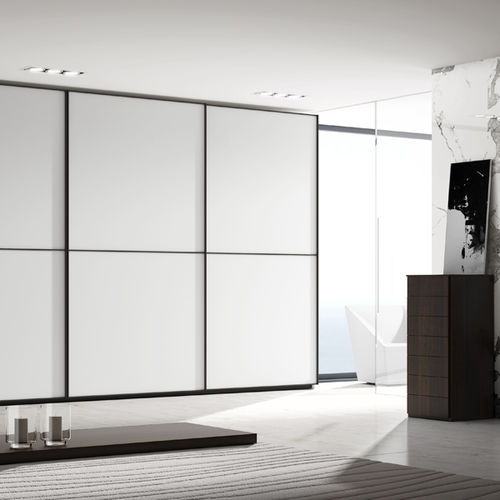 Moderner Kleiderschrank - MIX BLANCO MATE - MUEBLES DOCA - lackiertes Glas / mit Schiebetür