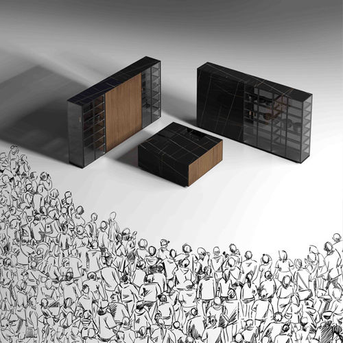 Moderne Küche - DERIMADE NOGAL  - MUEBLES DOCA - Nussbaum / Glas / Kochinsel