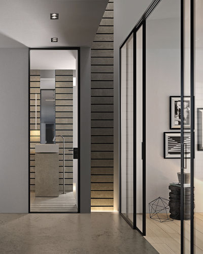 Tür für Innenbereich - G-LIKE - GIDEA - Glas / Aluminium / einflügelig