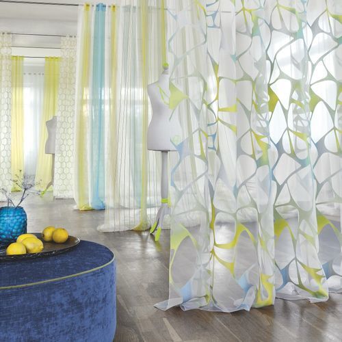 Gardine / geometrisches Muster - FANCY - JAB ANSTOETZ FABRICS - Viskose / Polyester / bedruckt