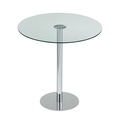 Moderner Esstisch - LARGO - DRAENERT - Glas / Gestell aus verchromtem Stahl / rund