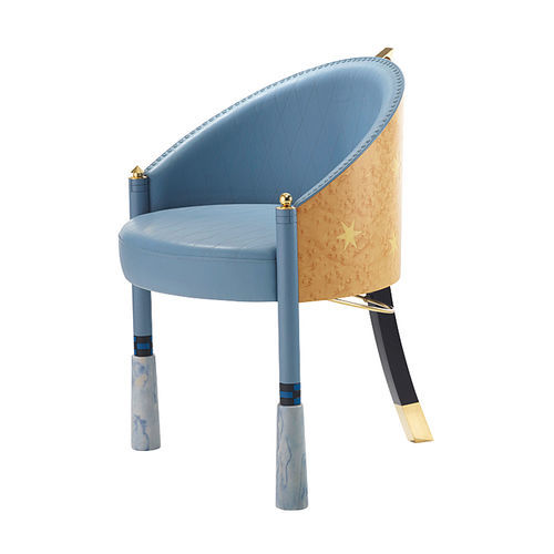 Sessel / originelles Design - F3 - DRAENERT - Stoff / Holz / blau