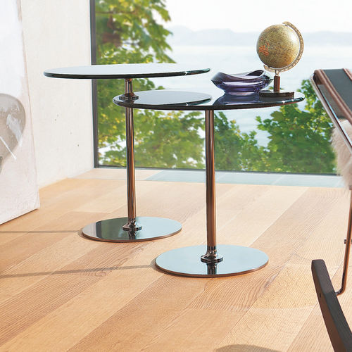 Moderner Beistelltisch - LARGO - DRAENERT - Glas / Gestell aus verchromtem Stahl / rund
