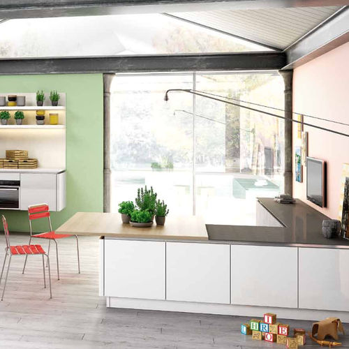Moderne Küche - B50 - BERLONI - Laminat / L-förmig / ohne Griff