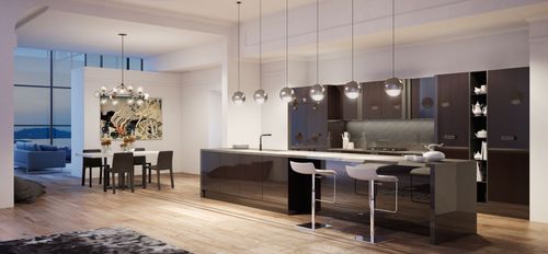 Moderne Küche - SOHO - BERLONI - Edelstahl / Holzfurnier / Kochinsel