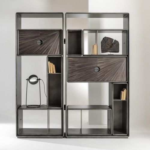 Modul-Bücherregal - Talento - LAURAMERONI - modern / gebeiztes Holz / schwarz