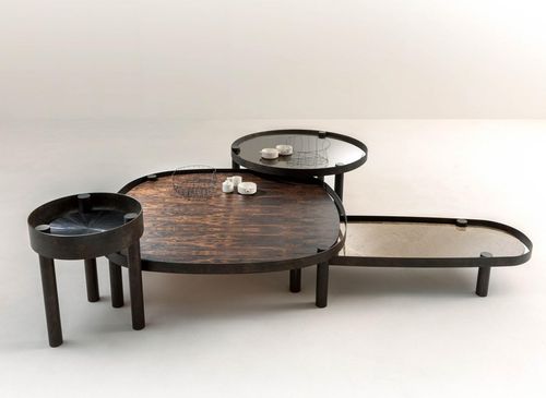 Moderner Couchtisch - Tray - LAURAMERONI - Glas / Holz / Marmor