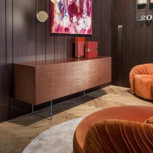 Sideboard mit hohen Beinen - BD series - LAURAMERONI - modern / Metall / Glas