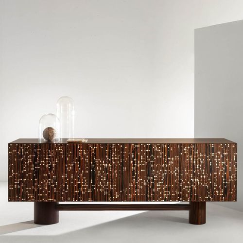Modernes Sideboard - Unlimited  - LAURAMERONI - Holzfurnier / mit Regal / mit Schwingtür