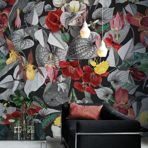 Moderne Tapete - GARDENIA  - Fischbacher 1819 - Vinyl / Blumenmotiv / Stoffoptik