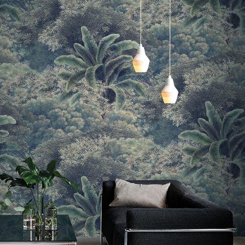 Moderne Tapete - PALMERIA  - Fischbacher 1819 - Vinyl / Naturmotiv / blau