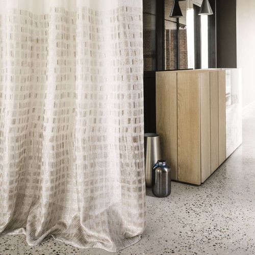 Gardine / geometrisches Muster - KAW - CASAMANCE - Leinen / waschbar / bedruckt
