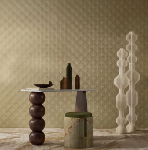 Moderne Tapete - NEREIDES  - CASAMANCE - Vinyl / Blumenmotive / Stoffoptik
