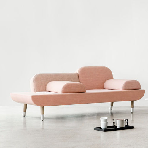 Modernes Sofa - TOWARD : EJ 123 - Erik Jørgensen - Stoff / mit abnehmbarem Kissen / rosa