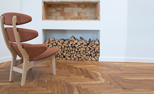 Moderner Kaminsessel - CLASSIC : EJ 5-C - Erik Jørgensen - Stoff / Holz / für öffentliche Einrichtungen