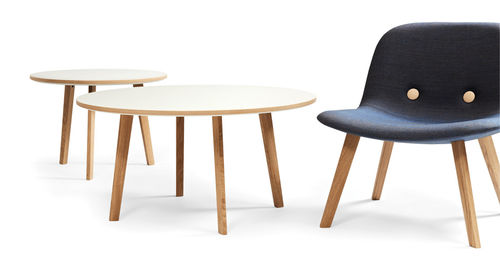 Moderner Couchtisch - EYES : EJ 3 T - Erik Jørgensen - Eiche / Linoleum / rund
