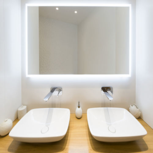 Wandmontierter Spiegel - MIROX 4GREEN+ - AGC Glass Europe - für Gewerbegebrauch / modern / rechteckig