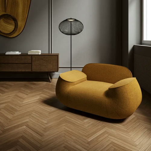 Moderner Sessel - Big George - moooi - Stoff / Holz / weiß