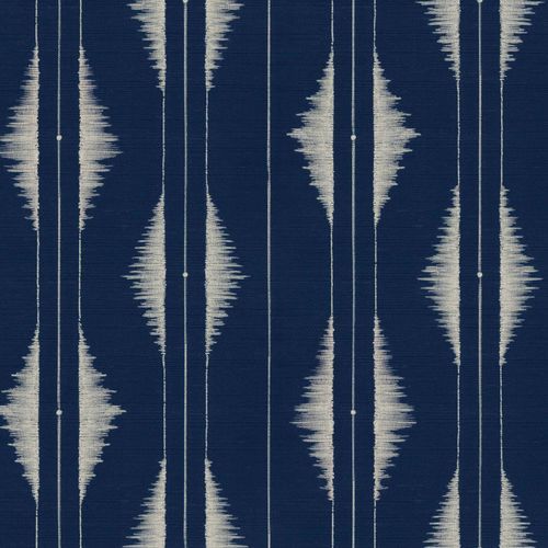 Moderne Tapete - Azilal Embroidery Ultramarine - Coordonné - Bambus / Motiv / Fliesenoptik