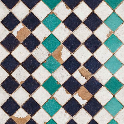 Moderne Tapete - TOURQUOISE CHESS - Coordonné - Stoff / geometrisches Muster / Mosaikoptik