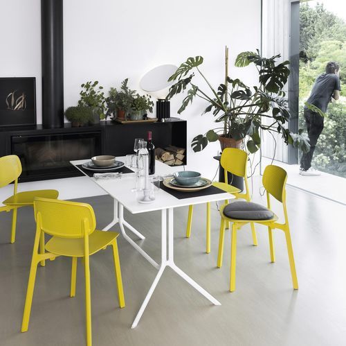 Moderner Bistrotisch - POULE - Kristalia - Laminat / NTM Fenix® / Gestell aus gestrichenem Aluminium